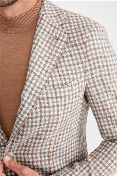 Bej Gri Alpaka Yün Ceket