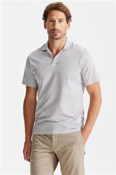 Bej Pamuk Keten Polo Yaka T-shirt 