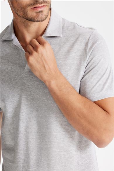 Bej Pamuk Keten Polo Yaka T-shirt 