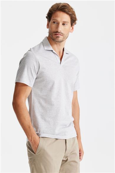 Bej Pamuk Keten Polo Yaka T-shirt 