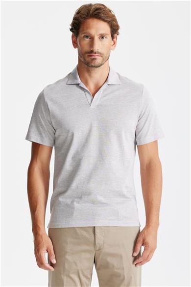 Bej Pamuk Keten Polo Yaka T-shirt 