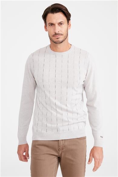 Bej Sıfır Yaka Yün Triko