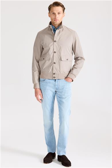 Bej Teknik Bomber Yağmurluk