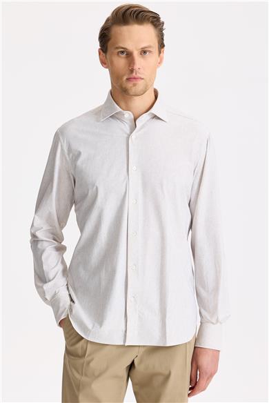 Bej Teknik Kumaş Gömlek