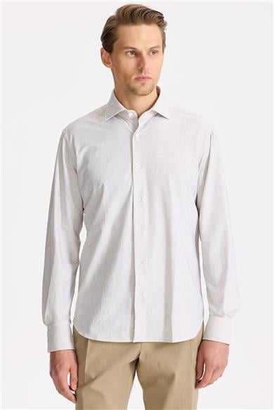 Bej Teknik Kumaş Gömlek