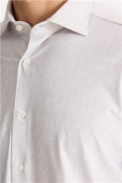 Bej Teknik Kumaş Gömlek