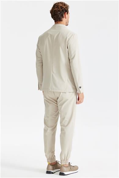 Bej Teknik Takım Elbise