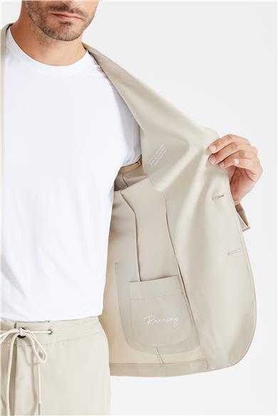 Bej Teknik Takım Elbise