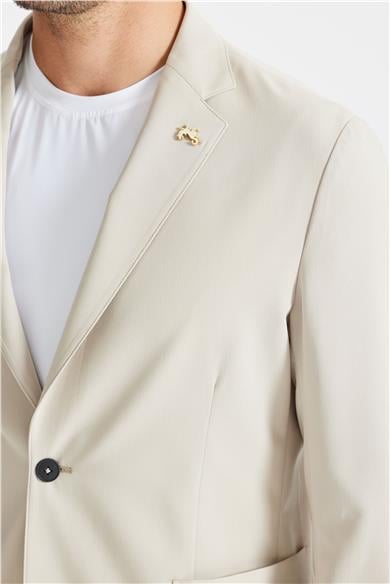 Bej Teknik Takım Elbise