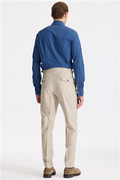 Bej Tokalı Yün Flanel Pantolon