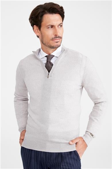 Bej Trio Yaka Yün Triko