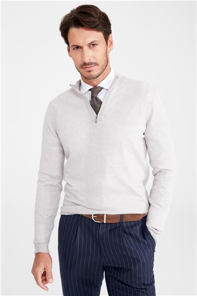 Bej Trio Yaka Yün Triko