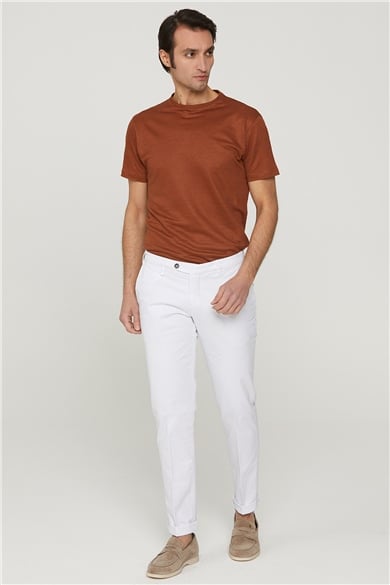 White Chino Cotton Mens Trousers