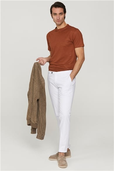 White Chino Cotton Mens Trousers