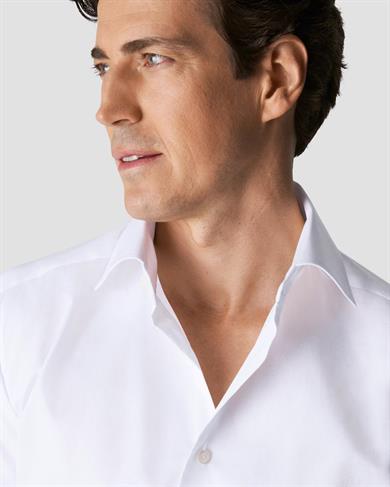 Beyaz Esnek Pamuk Twill Gömlek