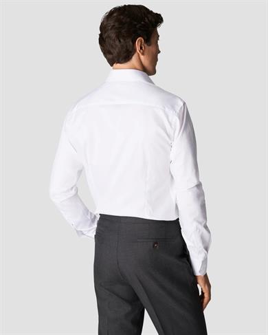 Beyaz Esnek Pamuk Twill Gömlek