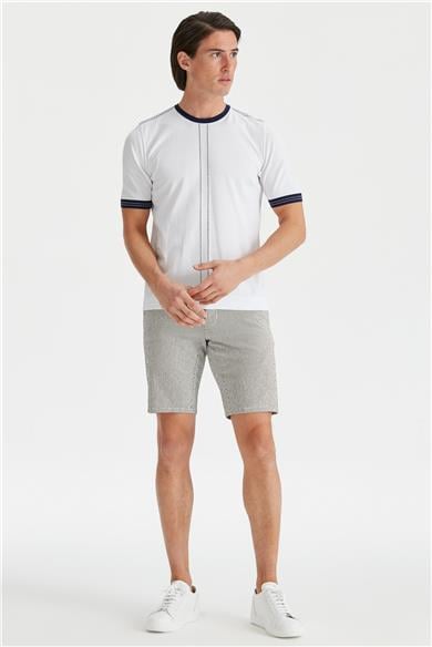 Beyaz Kısa Kollu Pamuk Triko