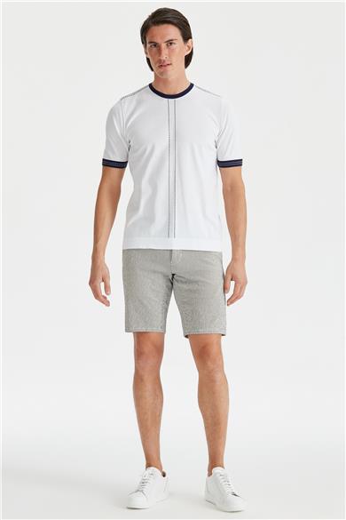 Beyaz Kısa Kollu Pamuk Triko