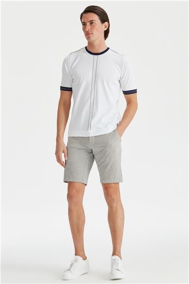 Beyaz Kısa Kollu Pamuk Triko