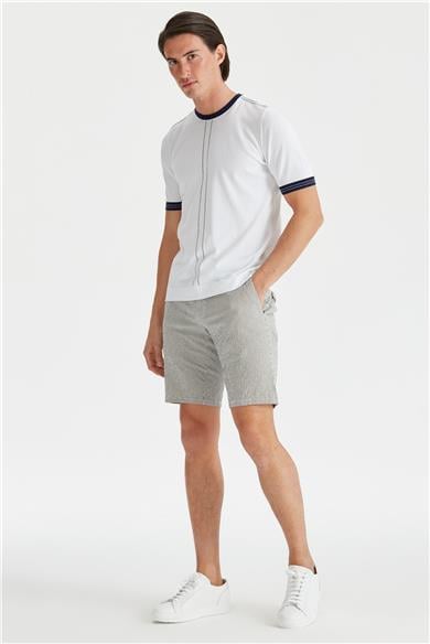 Beyaz Kısa Kollu Pamuk Triko