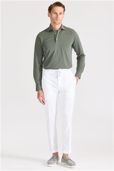 Beyaz Likra Pamuk Spor Pantolon