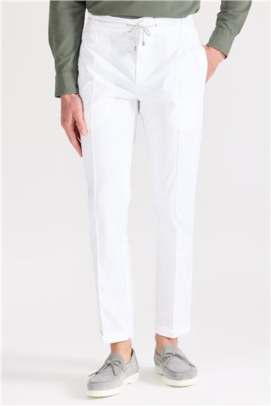 Beyaz Likra Pamuk Spor Pantolon