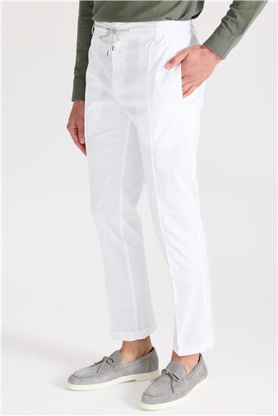 Beyaz Likra Pamuk Spor Pantolon