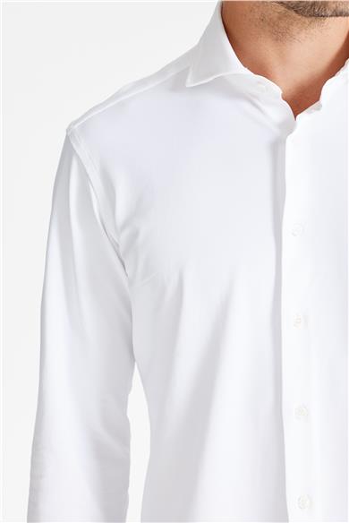 Beyaz Oxford Teknik Kumaş Gömlek