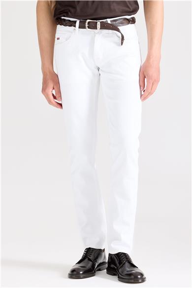 Beyaz Pamuk Denim Pantolon