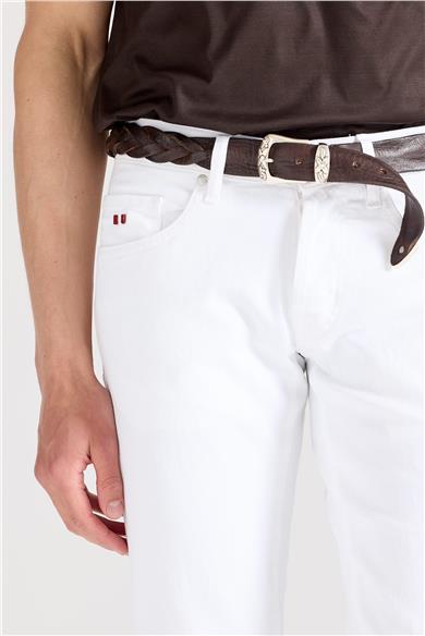 Beyaz Pamuk Denim Pantolon