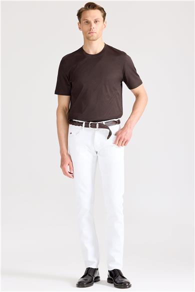 Beyaz Pamuk Denim Pantolon