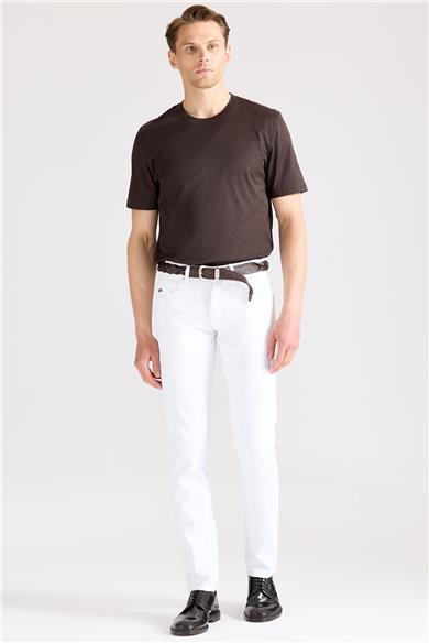 Beyaz Pamuk Denim Pantolon