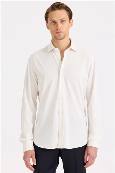 Beyaz Pamuk Kaşmir Gömlek