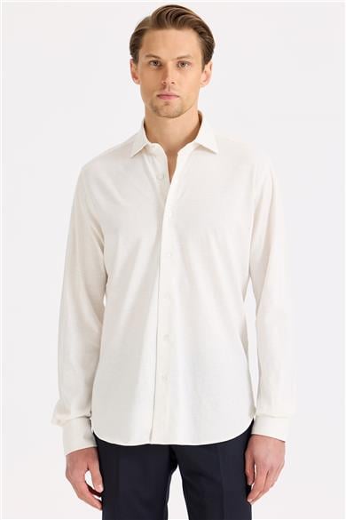 Beyaz Pamuk Kaşmir Gömlek