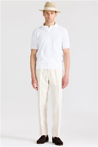 Beyaz Polo Yaka Pamuk Triko