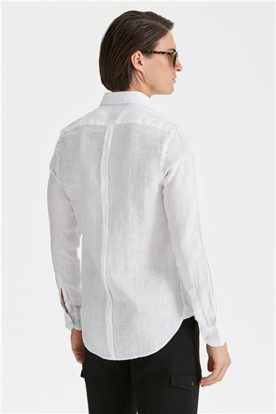Beyaz Renk Keten Gömlek