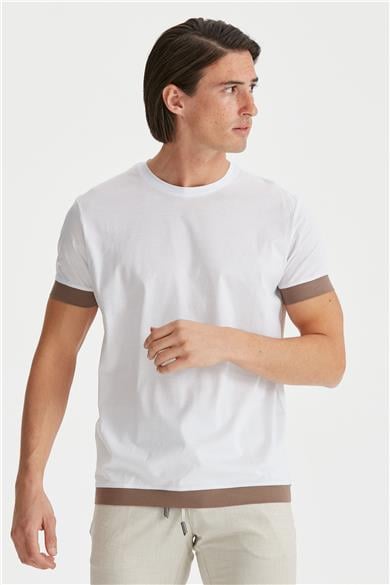 Beyaz Sıfır Yaka T-shirt