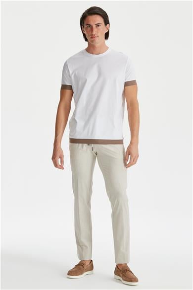 Beyaz Sıfır Yaka T-shirt