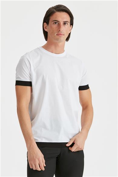 Beyaz Sıfır Yaka T-shirt