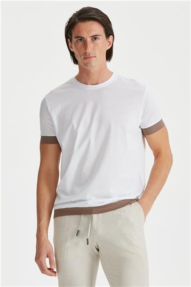 Beyaz Sıfır Yaka T-shirt