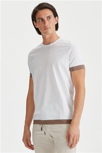 Beyaz Sıfır Yaka T-shirt