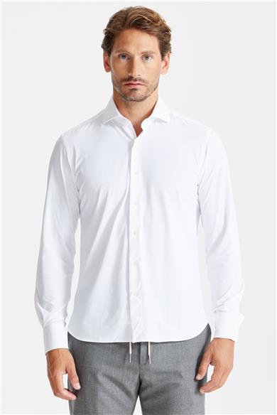 Beyaz Teknik Kumaş Gömlek