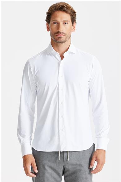 Beyaz Teknik Kumaş Gömlek