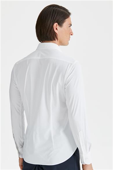Beyaz Teknik Kumaş Gömlek