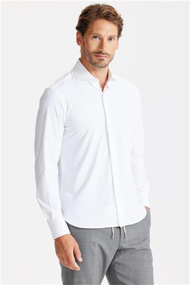 Beyaz Teknik Kumaş Gömlek