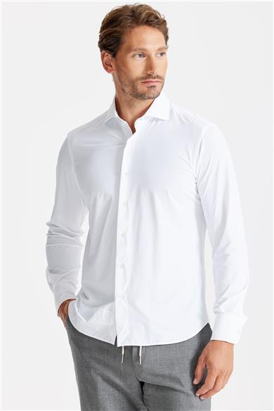 Beyaz Teknik Kumaş Gömlek