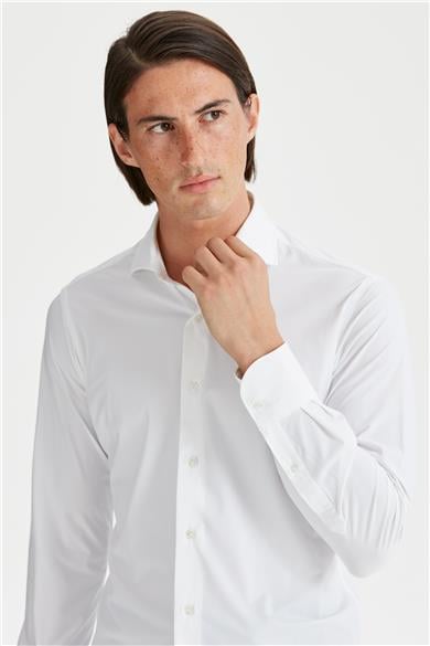 Beyaz Teknik Kumaş Gömlek