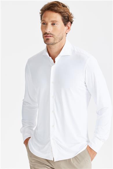 Beyaz Vintage Teknik Kumaş Gömlek