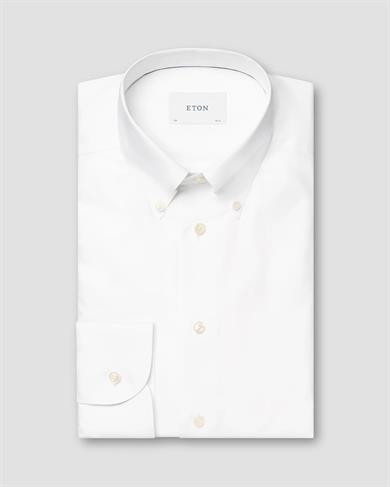 Beyaz Yaka Düğmeli Oxford Pamuk Gömlek 