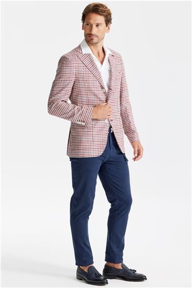 Bordo Ekoseli Yün İpek Ceket